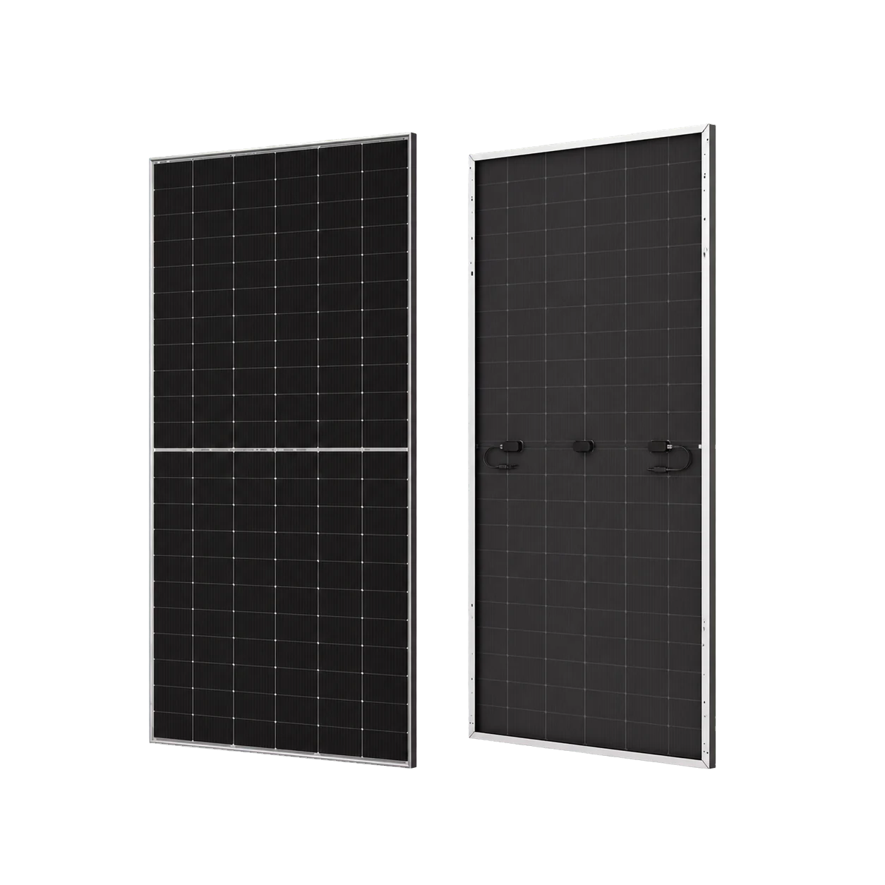 Повний вигляд двосторонньої сонячної панелі Tongwei Solar 625 Вт спереду і ззаду